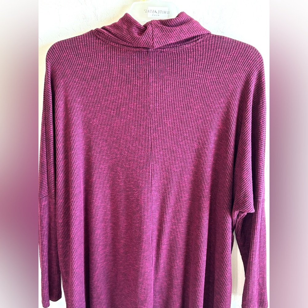 Lane Bryant Dark Wine Cowl Neck Ribbed Slouchy Loose Fit Sweater Top Sz 14/16 - Picture 9 of 12